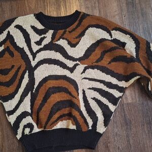 Women's Black & Brown Animal-Print Sweater